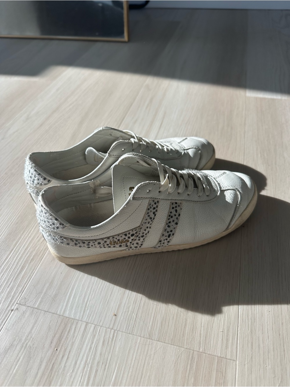 Gola White Leather Sneakers with Snakeskin Trim